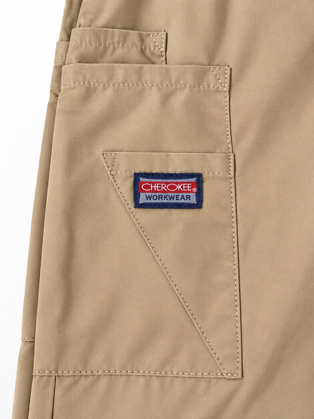 Women’s Khaki Cherokee Workwear Cargo Scrub Pants Size L Petite Elastic Waist